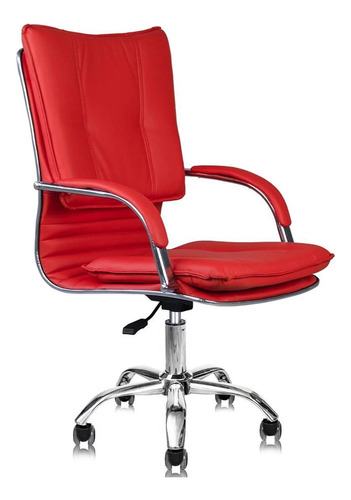 Silla De Escritorio Oficina Giratoria Donna Ecocuero - Rojo