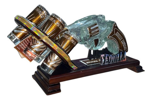 Pistola De Vidrio Licoreras 400ml Con 5 Tequileros 60ml