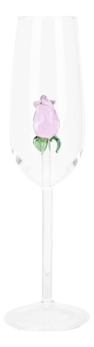 Doitool Copa De Vino Rosa, Copa De Vino De Flores De Cristal