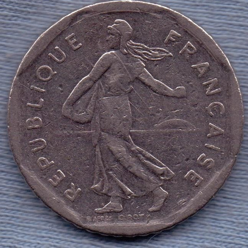 Imagen 2 de 2 de Francia 2 Francs 1983 * Enorme * Libertad *