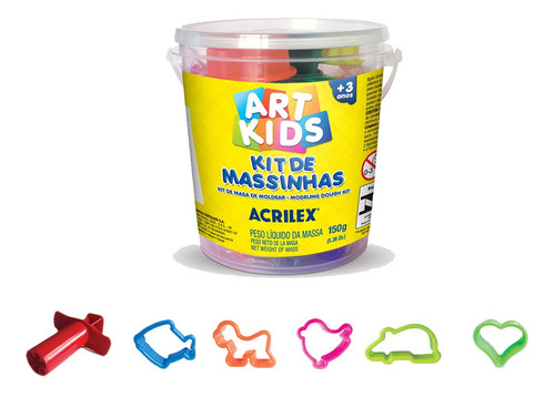 Massa Para Modelar C/ 2 Baldinhos De Massinhas + Moldes 300g