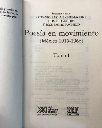 Poesía En Movimiento I Y Ii Octavio Paz, Chumacero, Aridjis (Reacondicionado)