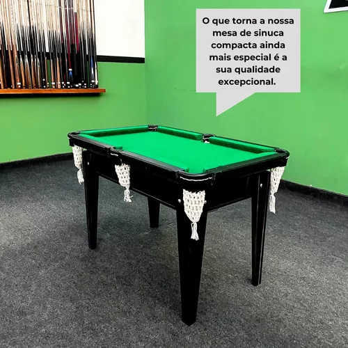 Mesa Sinuca SIMPLES Mirim 1,87x1,08m MDF Preto