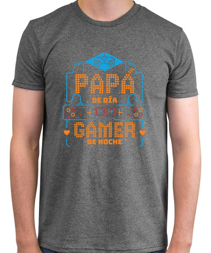 Playera Jaspeada Papá De Día Gamer De Noche