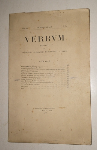 Revista Del Centro Estudiantes De Filosofia Y Letras -verbum