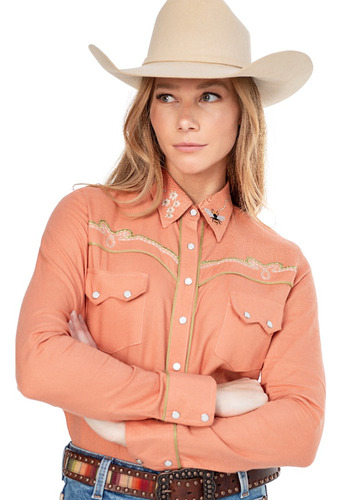 Camisa Country Feminina Zenz Western Manga Longa Bee  