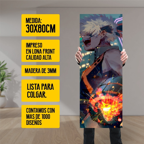 Imagen 2 de 8 de Cuadro Grande De Anime Boku No Hero Bakugo Katsuki