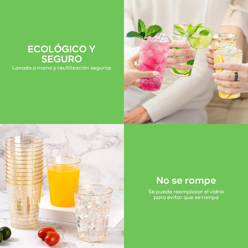 100pcs Vasos De Plástico Reutilizables Oro Rosa