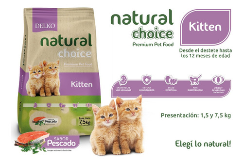 Alimento Premium Delko Natural Choice Kitten 7,5kg Nutricion