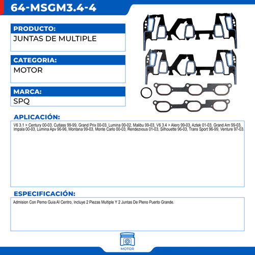 Junta Múltiple Admisión Pontiac Grand Am 1999-2003 V6 3.4