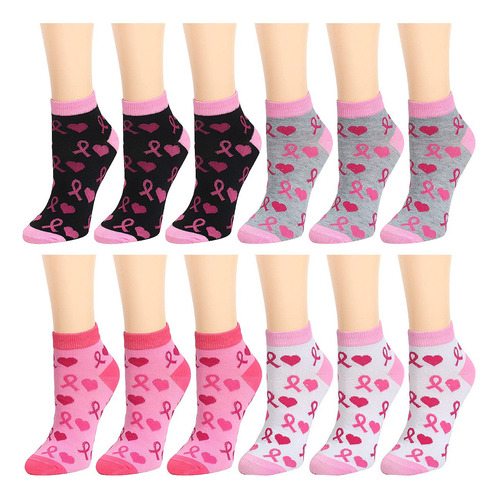 Calcetines De Tobillo Mujer 12 Piezas Varios Colores 9-11