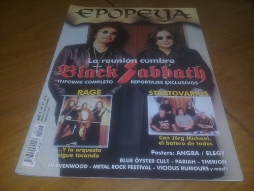 Revista Epopeya Nº 17 Black Sabbath Stratovariu Poster Angra