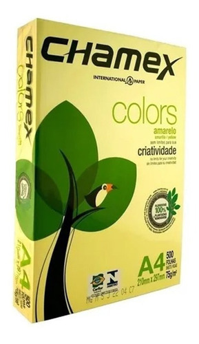 Imagen 1 de 1 de Resma Papel A4 75g Chamex Color Amarillo 500 Hojas Impresion