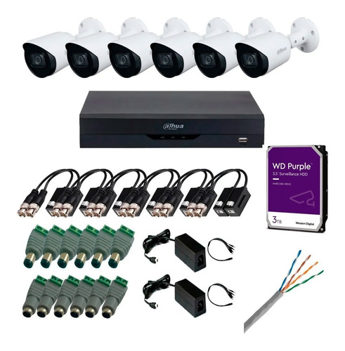 Kit Dvr 8ch 5mp + 6 Camaras 5mp + Baluns + 100m Utp + 3tb