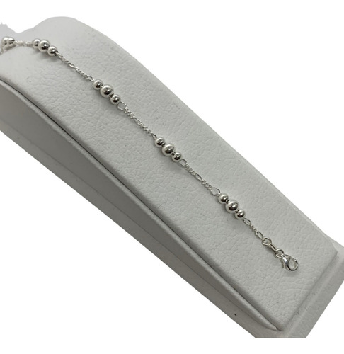 Pulsera De Plata 925 Figaro Con Bolitas! Besilver 