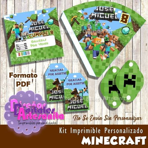 Kit Imprimible Minecraft Personalizado