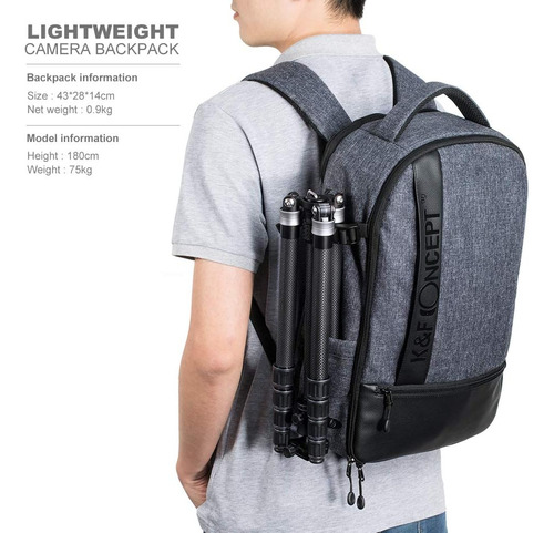Mochila K&f Concept Camaras Dslr, 11x5.5x16.9/gris