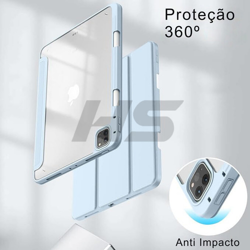 Capa P iPad Pro 11 M2 2022 4 Geração A2759 C Suporte Caneta Cor Azul-claro