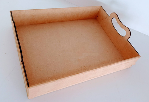 Imagem 2 de 5 de 5 Bandejas Retangular Lisa Com Alça Mdf - 40x30x10
