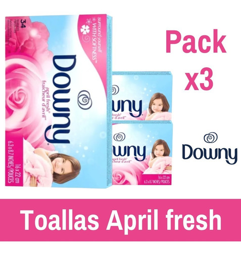 Downy Toallas Antiestaticas April Fresh - Pack X3