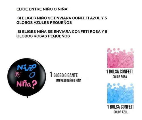 Globo Grande Confeti Revelación Sexo Bebe Baby Shower