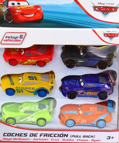 Cars 3  Set 6 Coches Carros Fricción Mcqueen, Mate Disney 