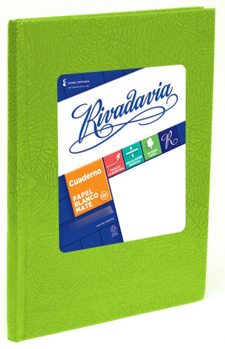  Rivadavia CUADERNO TAPA DURA 16X21 CUADERNO FORRADO ARAÑA 50 hojas  rayadas 0 materias unidad x 1 21cm x 16cm color verde claro