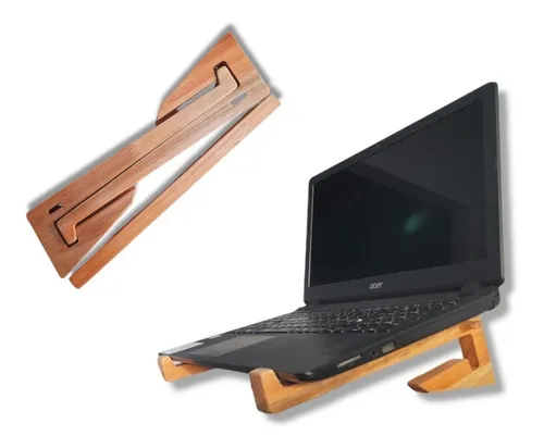 Soporte Notebook Kit Con Base Para Celular Madera