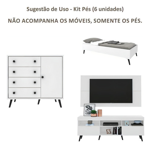 Kit Retro Stick Feet con 6 unidades multimóviles, color negro