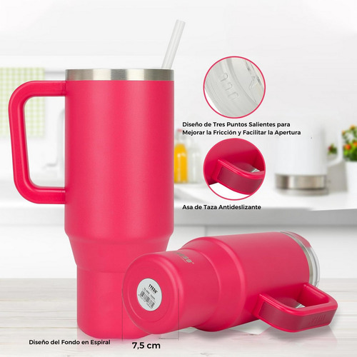 Vaso Termico Stainless Acero Inoxidable Cafe Sorbito Pajita