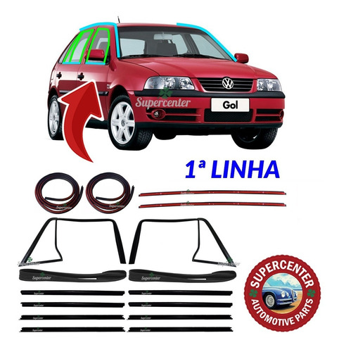 Kit Borracha Canaleta Pestana Pingadeira Gol G3 G4 4 Portas