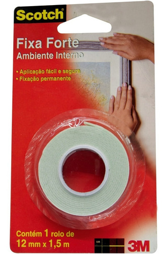 Imagem 2 de 2 de Fita Dupla Face 3m Scotch® Fixa Forte Espuma 12mm X 1,5m