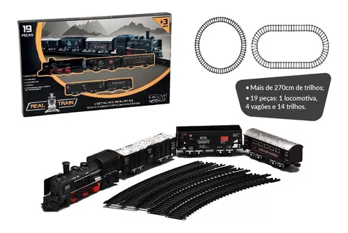 Ferrorama Trenzinho Eletrico Rail Train Trem Eletrico Com Luz e Som DM Toys  - Escorrega o Preço