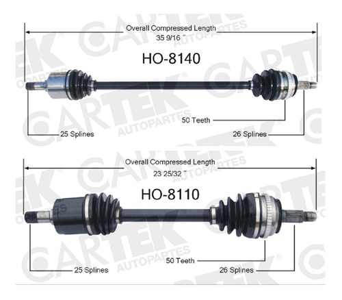 2 Flechas Homocineticas Honda Civic 1.7 Lts Aut 01-05