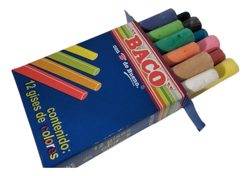 Gises De Colores Baco Caja Con 12 Gises