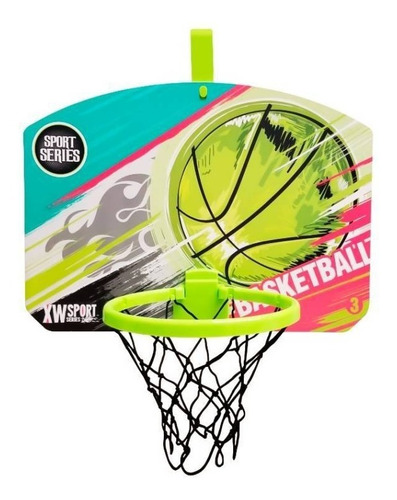 Imagen 1 de 7 de Aro Tablero De Básquetbol Con Pelota Inflador 52x37 Diginet