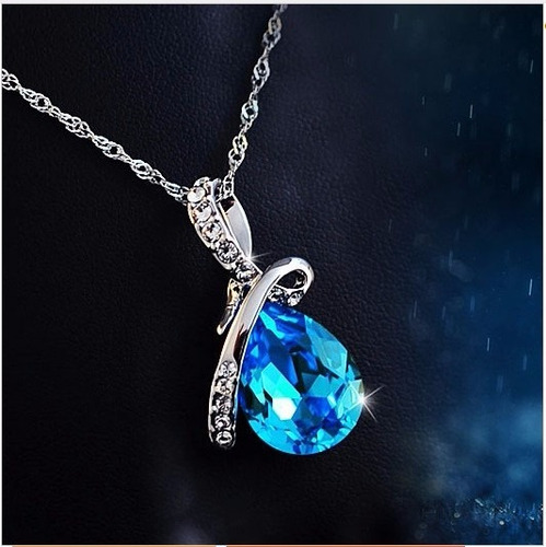 Colar De Gargantilha Com Pedra Azul