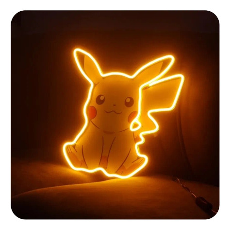 Letrero Luz Neón Led Pikachu Anime Decoración Luminosa 45cm