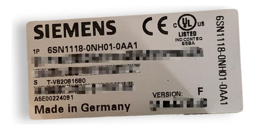 Siemens 6sn1118-0nh01-0aa1 Version F