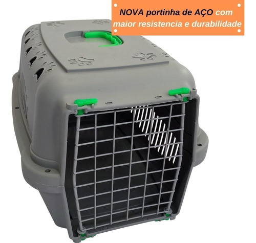 Caixa Transporte Pet N3 Cães Cachorros Gatos Plástico Cor Verde