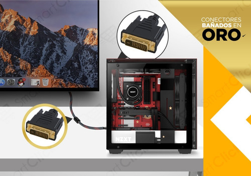Imagen 5 de 10 de Cable Dvi D 24+1 Dual Link Macho Macho Con Filtros 2 Metros