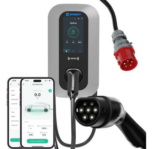 Carregador Carro Elétrico Evowatt Quantum 22kw 380v Wallbox