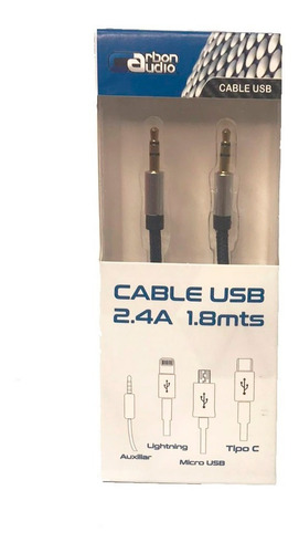 Imagen 2 de 2 de Cable Auxiliar 3.5mm De 1.8mts Carbon Audio Ca01800et