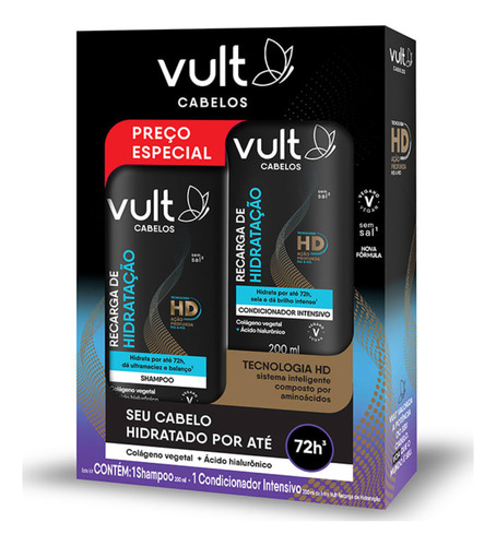  Kit Vult Cabelos Recarga De Hidratação Shampoo + Cond. 200ml