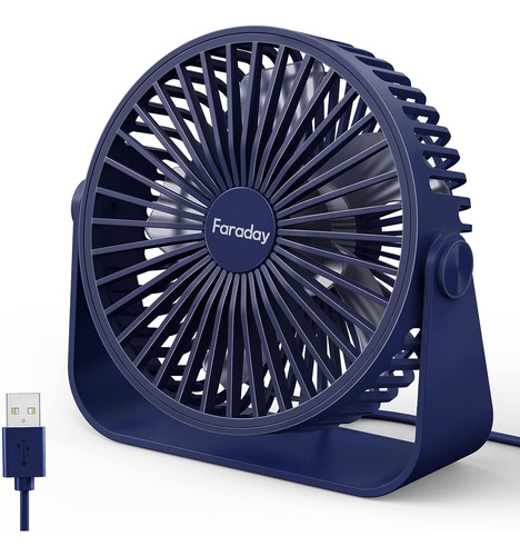 Ventilador Usb Faraday Fd03 Con Rotacion De 360 Grados Azul
