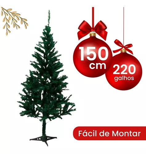 Arvore De Natal 150cm Pinheiro Verde Cheia 220 Galhos Grande