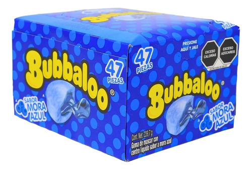 Bubbaloo Chicle Goma De Mascar Sabor Mora Azul 47pz