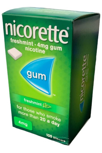 Nicorette Gum 105 Chicles Sabor Fresh Mint Menta Fresca 4 Mg