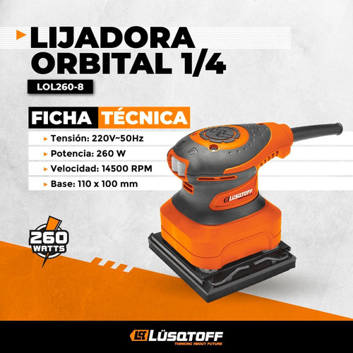 Lijadora orbital Lüsqtoff LOL260-8 naranja 50Hz 260W 220V