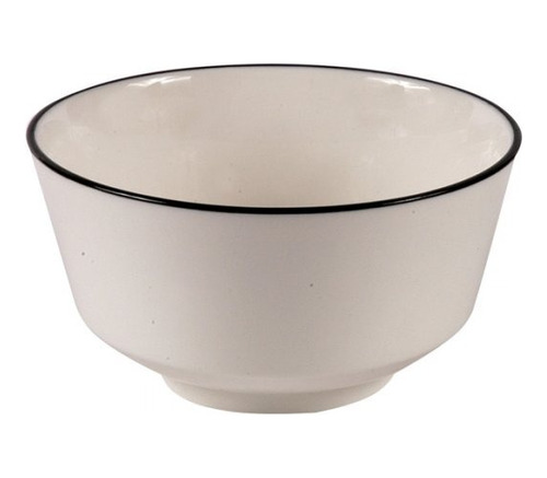 Set X2 Bowl Tazon Porcelana Blanca Borde Negro 12x6cm